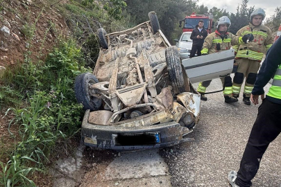 Otomobil Takla Attı: 2 Kişi Ölümden Döndü