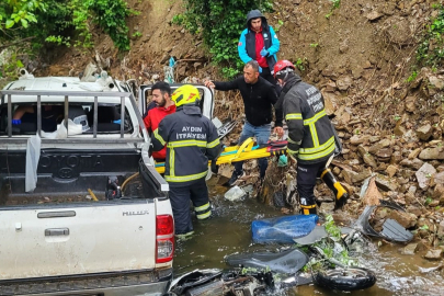 Kamyonet dere yatağına uçtu: 2 yaralı