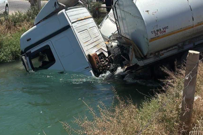 Tanker ve kamyon sulama kanalına uçtu: 2 yaralı