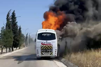 Bursa'da servis otobüsü alevlere teslim oldu