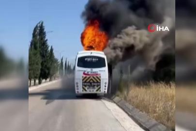 Bursa'da servis otobüsü alevlere teslim oldu