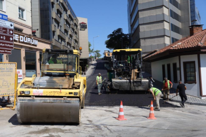 Çekirge'de 650 ton asfaltla yol yenilendi