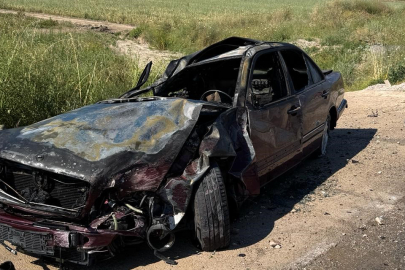 Yozgat'ta feci kaza! Takla atan otomobil alev aldı