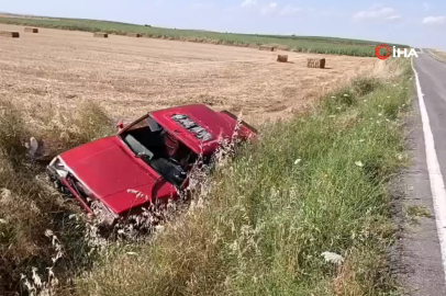 Şarampole uçan otomobilin sürücüsü yaralandı