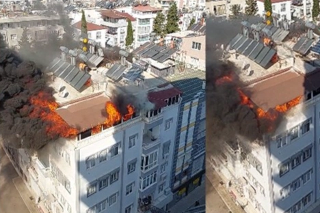 Antalya'da 5 katlı binanın terasındaki yangında can pazarı