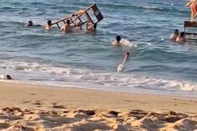 Karaburun Sahili'nde pes dedirten görüntüler kamerada