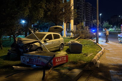 Kontrolden çıkan otomobil kaldırımı aşarak parka girdi