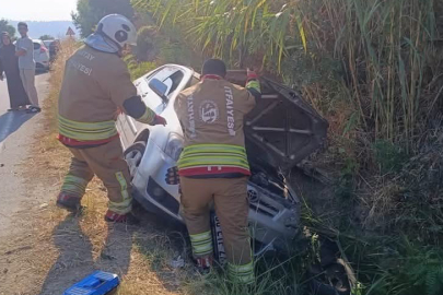 Otomobil Yol Kenarına Devrildi: 1 Yaralı