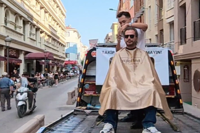Önce dönme dolap ve gondol, bu sefer de çekici üstünde traş yaptı