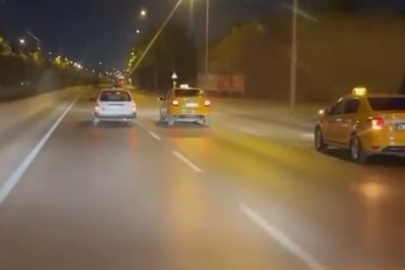 Taksiciler aracı kıskaca aldı, tehlikeli anlar kamerada