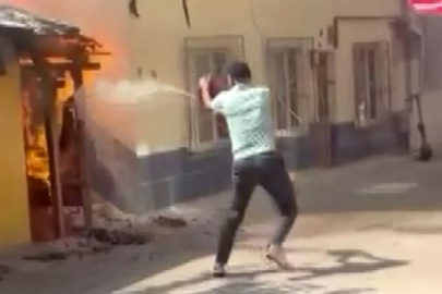 Yangına vatandaş müdahalesi kamerada