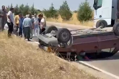 Otomobil takla attı: 2 kişi ölümden döndü