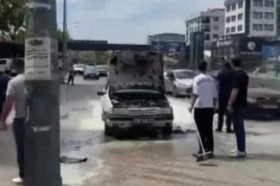 Otomobil alevlere teslim oldu