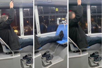 Otobüste ayakkabılarını çıkarıp seyahat etti, rahatlığı pes dedirtti
