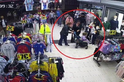 Eşofmanı alıp bebek arabasına gizlediler, önce kameraya sonra jandarmaya yakalandılar