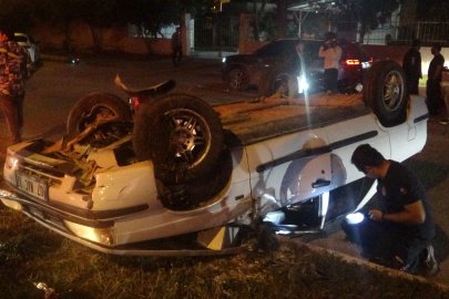 Kontrolden çıkan araç takla attı, sürücü ölümden döndü