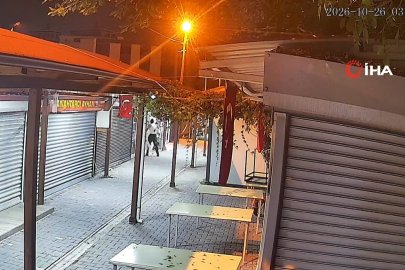 Kaldırım taşıyla bankanın camını kırdıktan sonra aramadık yer bırakmayan hırsızın eli boş döndüğü anlar kameraya yansıdı