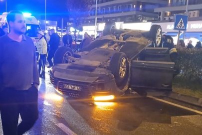 Çorlu'da otomobil takla attı: Kaza anı kameraya yansıdı