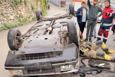 Otomobil Takla Attı: Sürücü Ölümden Döndü