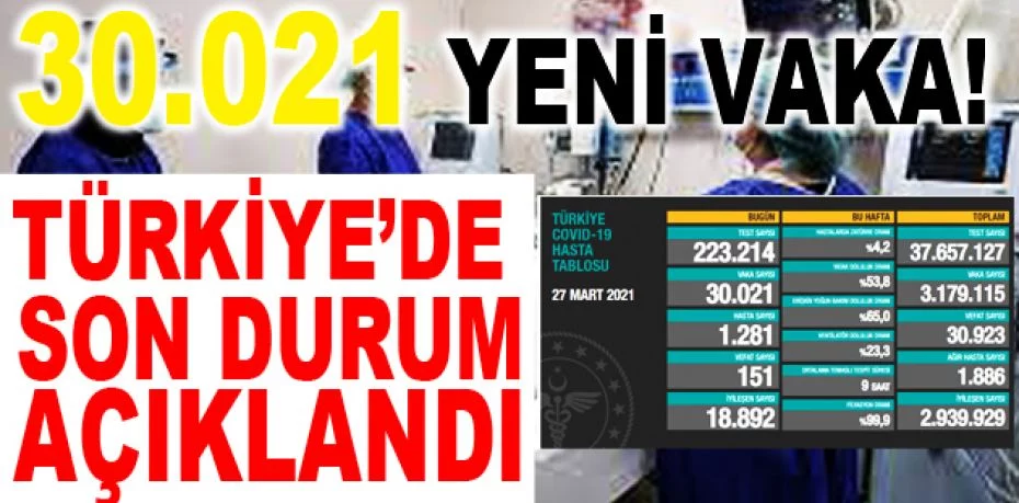 Türkiye'de son 24 saatte 30 bin 21 yeni vaka!