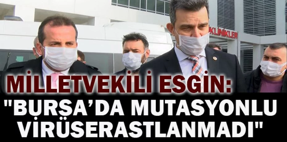 Milletvekili Esgin: "Bursa’da mutasyonlu virüse rastlanmadı"