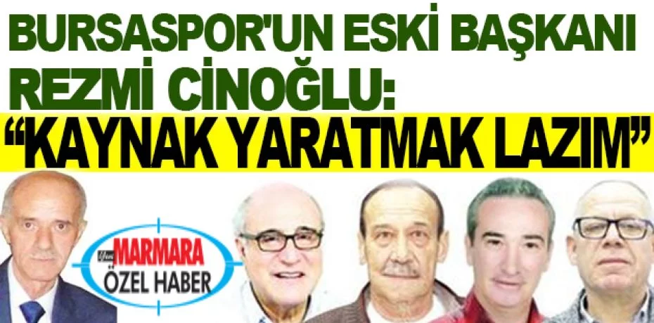 Bursaspor'un eski Başkanı Rezmi Cinoğlu “Kaynak yaratmak lazım”