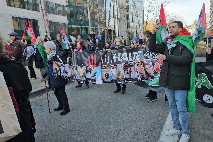 Brüksel’de Filistin’e destek gösterisi!