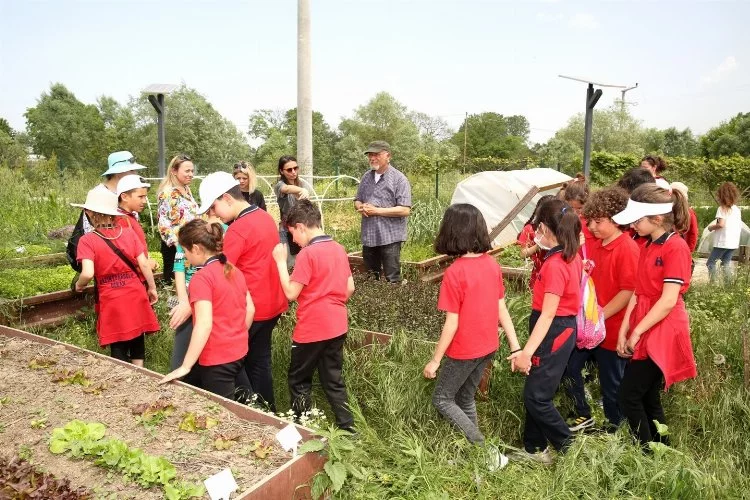 Bursa'da  Kent Bostanları’nda öğrenciler tarımla tanıştı