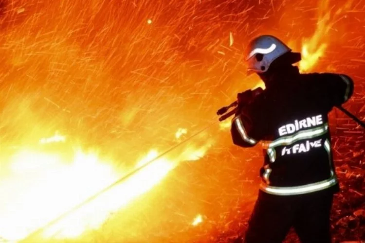 Edirne'de otluk alanda yangın!